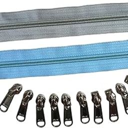 Togline Zip NO. 5#,5+5 MTR Zip ROLL and 10 Sun Stainless Steel Runner (Sky and Grey)-image-10