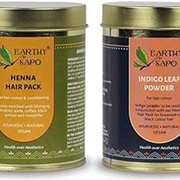 Earthy Sapo Hair Colour Combo of Henna Hair Pack (200g) and Indigo Leaf Powder (200g), brown to black colour-11