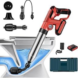 Electric Toilet Plunger With Dedicated Box，Can Only Take 2 Mins To Unclog Toilet,Bathroom,Floor Drain,Sewer,Pipe，RED,1 Battery-image-71