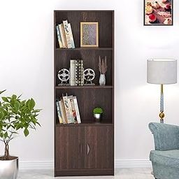 BLUEWUD Seonn Engineered Wood Bookshelf Cabinet Book Rack Organizer with Shelves for Décor Display, 2 Doors Cabinet Floor Standing for Home Library (Wenge, Without Drawer)-18