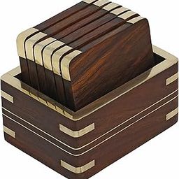 ITOS365 Wooden Drink Coasters Wood Table Coaster Set of 6 for Tea Cups Coffee Mugs Beer Cans Bar Tumblers and Water Glasses-20