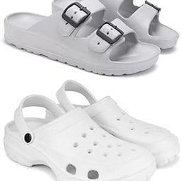 WINGSCRAFT Lightweight,Classic Slider || Sandals with Clogs for Men-Combo(2)-3114-3122-9 White-1888-16
