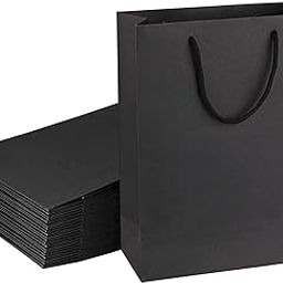 Amit Marketing Black Paper Carry Bag I 250 GSM Kraft Matt Lamination Paper Bags with Braided Cotton Handle I for Return Gifts Carrying Packaging Shopping Grocery Parcel Take Out - L10xW4xH12 Inch (10 Pcs)-picture-11