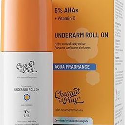 Chemist at Play UnderArm Roll-On with 5% AHA, Lactic Acid & 1% Mandelic Acid | Prevents Body Odour, Brightens Skin & Exfoliates Underarm | Fades Pigmentation & Kills Bacteria | For Sensitive Skin | Aqua Fragrance | Alcohol Free - 40ml-18