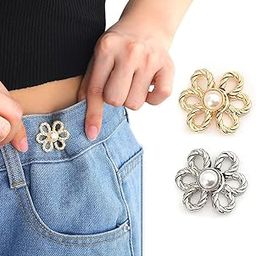 ASOONYUM 2 PCS Silver Jeans Tightener Button, Adjustable and Comfortable, NO SEW, Removal Jean Extender Buttons Pack of 2 (Silver Colour)-image-36