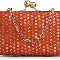 Art's's Pink & Gold Embroidered Box Clutches For Girls and womens-image-98