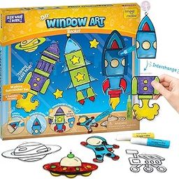 Imagimake Window Art - Rocket - 16 Pieces Glass Painting Set - Astronaut, Rover, Space Designs - Craft Kit for Boys & Girls 5 Years & Above, Multicolor-picture-20