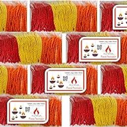 Agnirva Long Cotton Wicks Twisted Wicks Lambi Double Diya Batti Rui Batti for Pooja (Multicolor, Pack of 100 Pcs Set of 6) Deepam for aarti puja Diwali Navratri and All Rituals-image-47