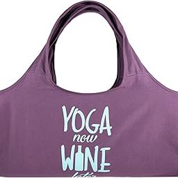 Wild Essentials Yoga Bag "Yoga Now Wine Later" Exercise tote, large mat carrier with shoulder strap and inside pocket, fits most yoga mats, Rugged 10 ounce, recycled cotton canvas-image-15