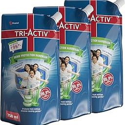 Tri-Activ Liquid Handwash Refill | 750ml x Pack of 3 (2250ml) | Protects From 99.9% Disease Causing Germs | Hand Wash Refill Packs with Aloevera & Avocado| Liquid Soap | Gentle on Hands & Safe on Skin-picture-54