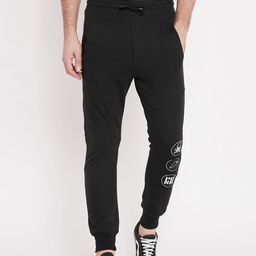 PUNK Men Black Solid Cotton Relaxed Fit Joggers-image-115