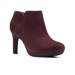 Clarks Women Burgundy Solid Regular Boots-image-12