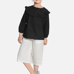 AWW HUNNIE Girls Black & White Solid Top with Capris-image-72