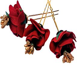 Proplady Women Set of 3 Roses Embellished U Pins-8