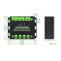 Waveshare Industrial grade USB HUB , Switchable dual hosts, Multi Protections-13