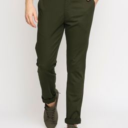 Basics Men Olive Green Tapered Fit Trousers-picture-6