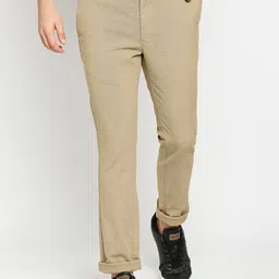 Basics Men Khaki Tapered Fit Trousers-image-34