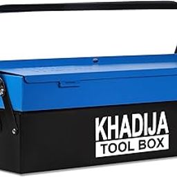 KHADIJA Metal 3 Compartment Double Handle Big Storage Professional Tool Box (BLUE BLACK)-picture-20