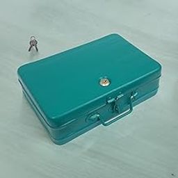 JAYCO Aluminium Cash/Jewellery Storage Box/Trunk - 12" Medium Size (30 cm x 21 cm x 10 cm, Green)-image-1
