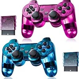 Wireless Controller for PS2 Playstation 2 Dual Shock 2 - ClearBlue and ClearPurple-image-11