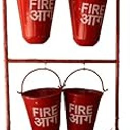 Safety Fire Rahul Professionals, Fire Bucket with Stand for Fireplace Burning Wood Indoor/Outdoor Ashes Carrier Container 9L Red-3