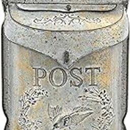 UJEAVETTE Vintage Mailbox Wall Mount Iron Antique Metal Mail Box for Yard Fence Garage-image-81