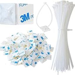 BHOOLU&GOOLU Self Adhesive 100 PCS Cable Tie Bases(Size - 18x18mm) With 100 PCS Cable Tie (Length -100mm)-29