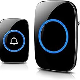 LEXSO Wireless Door Bell for Home FullHouse Waterproof Door Bell Kit IP44 Weatherproof Button 5 Volume Levels with 60 Doorbell Chimes and LED Flash,60 Melodies Weatherproof Button,Mute Mode-7
