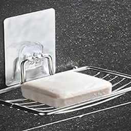 iSTAR Stainless Steel Soap Dish Holder,Self Adhesive Wall Mounted Sponge Holder,Keep The Soap Dry,No Odor,Easy to Clean,Strong Suction Tape,Storage Saver Rack for Home Kitchen Bathroom Shower (Pack1)-image-32