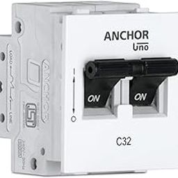 Anchor by Panasonic UNO Mini Modular 32 Amp Double Pole C Curve MCB | ISI Marked Double Pole 32A Miniature Circuit Breaker (98080)-29