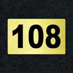 Number Plate 108 Room, Hotel, Hospital, Lodge,Apartment, Flat,Door No,College, Library, Rack Numbers Warehouse, Gold Acrylic Background with Black Letter with PVC Waterproof Sticker-10