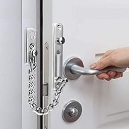 Door Safety Chain, Door Security Guard for Home Door Chain for Safe and Secure Home, Stainless Steel, Silver-image-93