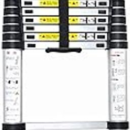 Smarty 13 Feet Portable Lightweight Compact Ultra Stable Locking Mechanism 3.8 Meter Telescopic Aluminium Ladder for Home and Outdoor-image-69