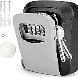 ALMURAT Wall Mounted Key Lock Box with Outside House Key Safe Storage Combination and Small 4 Digit Code Safe Security for Indoor Outdoor Garage Weatherproof-12