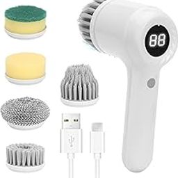 SNDYI Multi-Functional Electric Cleaning Brush 5 in 1 Magic Power Scrubber Household Cleaning with Buffer Polisher, for Bathroom, Shower, Tub, Kitchen Floor Electric Spin Scrubber-image-81