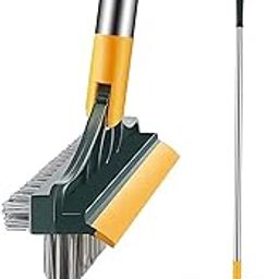 Lukzer 3-in-1 Long Handle Floor Scrub Brush with V-Shaped Rotating Head, 120° Adjustable Tile Cleaning Brush & Squeegee for Bathroom, Kitchen, and Outdoor Surfaces (Yellow-Green)-32