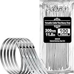 Deecam Stainless Steel Cable Ties 100pcs, Multi-Purpose Self-Locking Cable Metal Zip Ties Suitable for Exhaust Wrapping, Binding Cable, Automotive, Garden Repair, Fixed Fence and Canopy-image-51