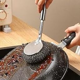 AMAZING T. Stainless Steel Scourer Scrub Set with Long Handle Brush+Steel Ball+Screwdriver Metal Scouring Pad Removes Grease, Oil and Dirt Stains from Pots, Dishes and Bakeware-image-72