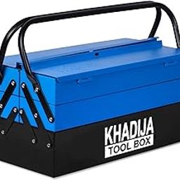 KHADIJA Metal Five Compartment Double Handle Big Storage Professional Tool Box (BLACK BLUE)-picture-15