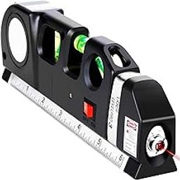MORE BUY Level Laser Plastic Horizon Vertical Measure Tape Aligner Bubbles Ruler Multifunction Leveler Tool (Black)-53