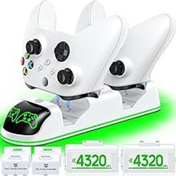 OIVO Controller Charger Compatible With Xbox Series X|S/Xbox One,Controller Charging Station With 2X1300Mah Rechargeable Battery Kit,Oivo Dual Charging Dock For Xbox One/One Elite/Series X|SUSB,White-13