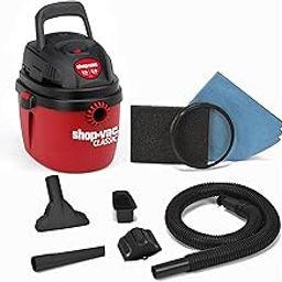 Shop-Vac 1.5 Gallon 2.0 Peak Wet Dry Vacuum, Portable Compact Shop Vacuum with Collapsible Handle Wall Bracket & Attachments, ‎2030100-3