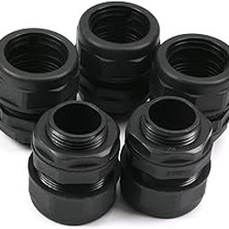 Jutagoss Plastic Waterproof IP68 Connectors with AD28.5 Black Adjustable Lock Nut and Gaskets Cord Gland Joints Wire Protectors 5PCS-21