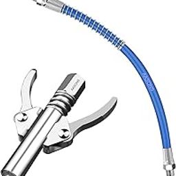AASONS Grease Gun Coupler Lock Nozzle With Flex Hose High Pressure Dual Handle For Manual Pneumatic Electric Grease Gun Coupler Quick Release Grease Nozzle 1/8"NPT 10000PSI, All Grease Guns Compatible-21