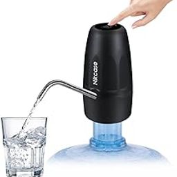 Nik case 1 Year Warranty Automatic Wireless Can Water Dispenser Pump for 20 Litre Bottle USB Rechargeable Pump Child Lock Stainless Steel Water Outlet, Portable Water Pump for Home, Office (Black)-16