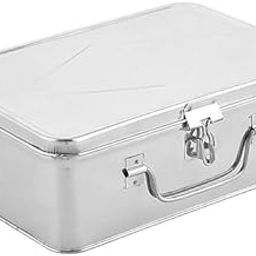 Stainless Steel Bank Locker Box/Cash Box/Jewellery Box - Rectangle (20 X 14 X 7.5 cm, Silver) - Medium-19