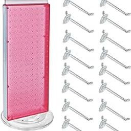Azar 700508-PNK-4C16 8-Inch W by 20-Inch H Revolving Black Pegboard Counter Display with 16-Pack of 4 inch Locking Hooks, Pink-image-73