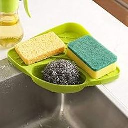 Riyaraj Useful Multipurpose Kitchen Sink Corner Tray Wash Basin Sponge Scrub Detergent Storage Holder Organizer Tool for Dish Wash Pack of 01, Random Color-image-20