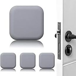 HASTHIP® 4Pcs Door Bumpers Door Stoppers Square Wall Protector for Door Handle Buffer Self-Adhesive Cushioning Pad for Door Knob Desk Corner Buffer (Grey)-3