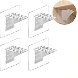 Cabinet Partition Board Bracket Support Reinforcement PasteBracket Punch Free Shelf Support Clips Cabinet Shelf Brackets Self Adhesive Closet for Book Shelve Kitchen Cabinet Furniture - 4 Pcs-19